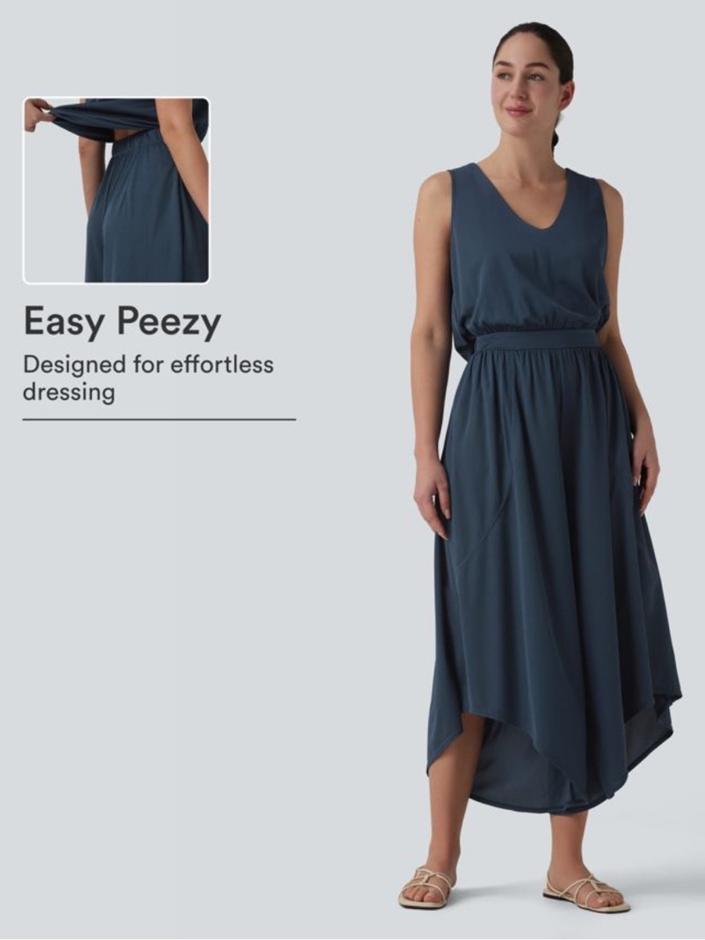 HALARA V Neck Flowy Waffle Casual Jumpsuit with Pockets-Easy Peezy Edition